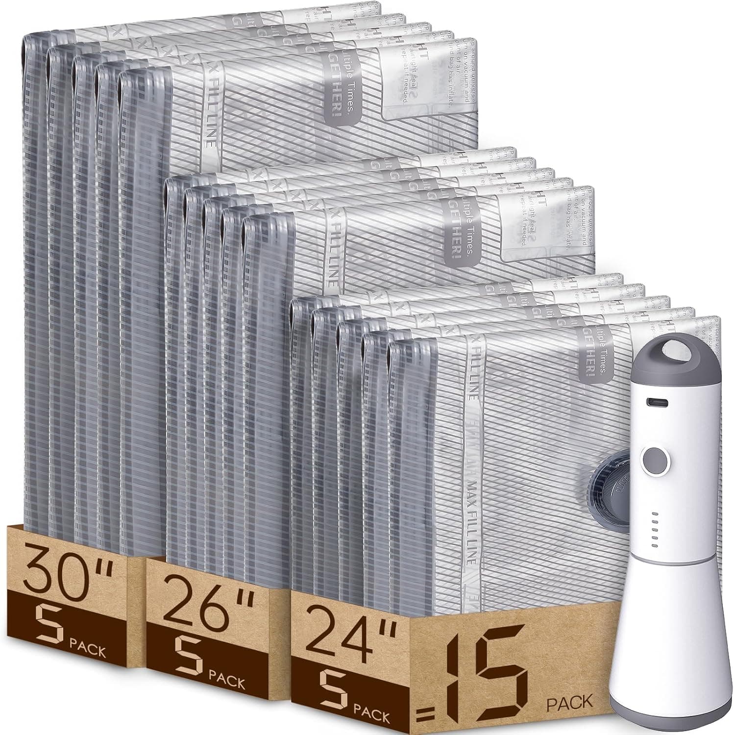Vacbird 15 Pack Vacuum Bags for Travel